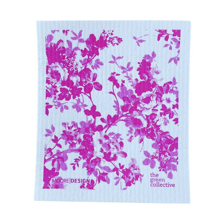 Pink Flower Swedish Dishcloth Spruce for wholesale by The Green Collective