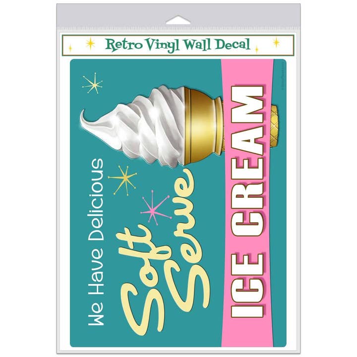 RetroPlanet - Wholesale Wall Decal/Stickers - Delicious Soft Serve Ice Cream Cone Wall Decal