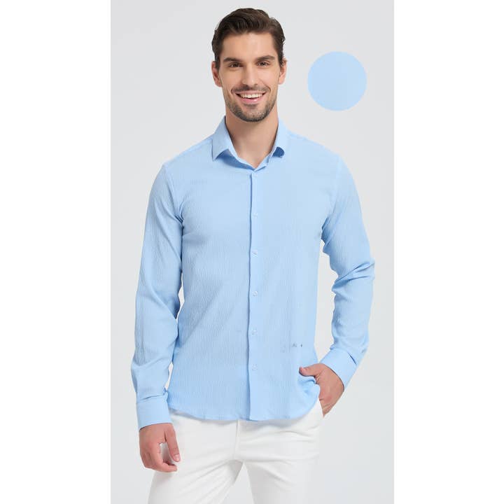 Grégory overhemd van katoengaas - Hemelsblauw voor wholesale door Yves Enzo