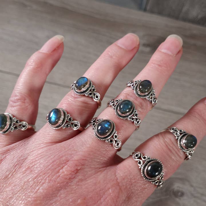 Keystone Crystals - Wholesale Cocktail/statement ring - Gemstone Sterling Silver Ring Old School Boho Style