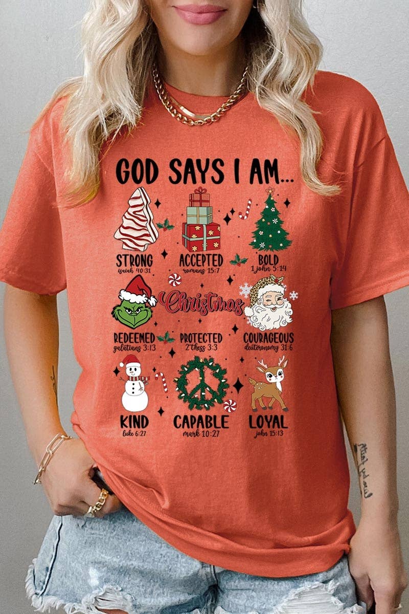 COLORBEAR – T-shirt gráfica - Unissexo por atacado – God Diays I Am Christmas Graphic Heavyweight Team6