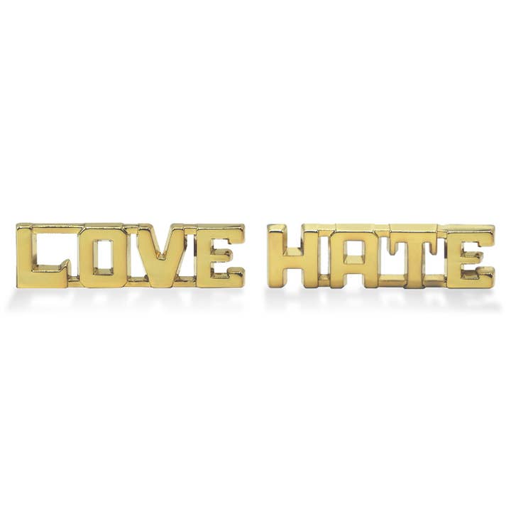 Love/Hate 3D Lapel Pins for wholesale by Kingpinz