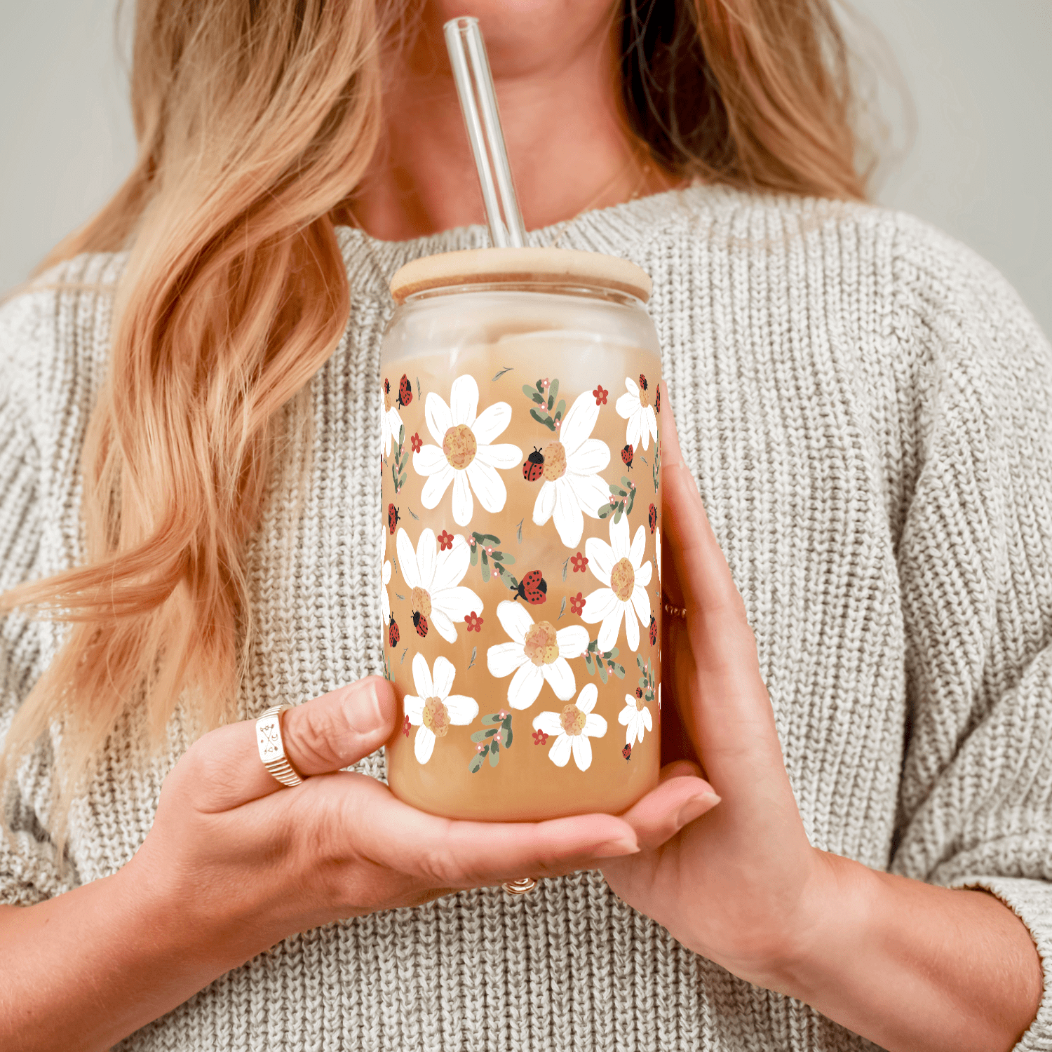 Sip-Sip Hooray! - Vendita all'ingrosso Bicchiere/tazza - Tazza Margherita & Coccinella con Coperchio e Cannuccia6