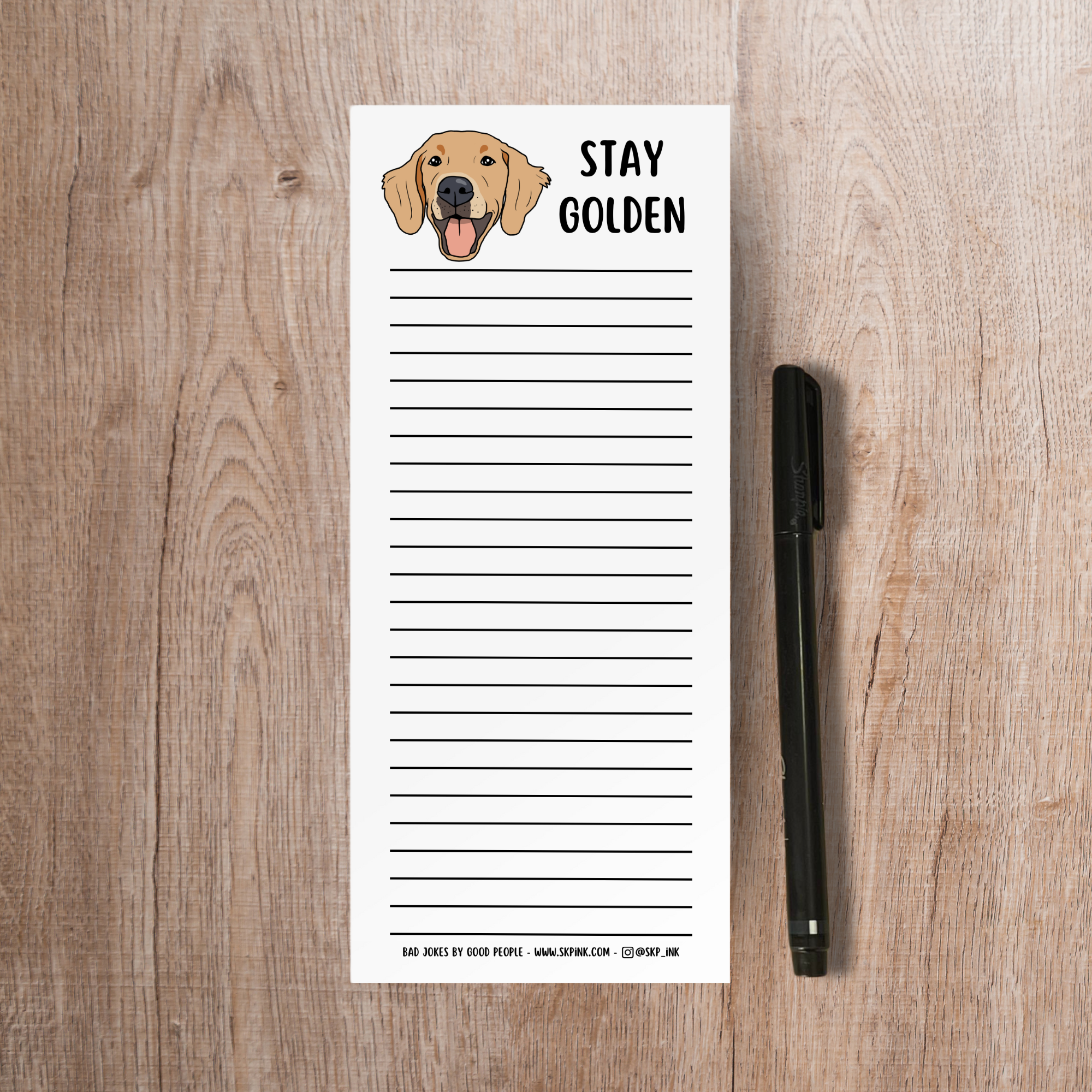 SKP ink - Vendita all'ingrosso Bloc notes - Divertente taccuino per cani Golden Retriever | Stay Golden Stationary1