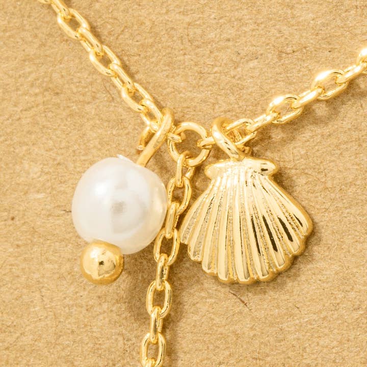 Fame Accessories - Wholesale Pendant/charm necklace - Gold Dipped Star Fish Sea Shell Y Necklace2