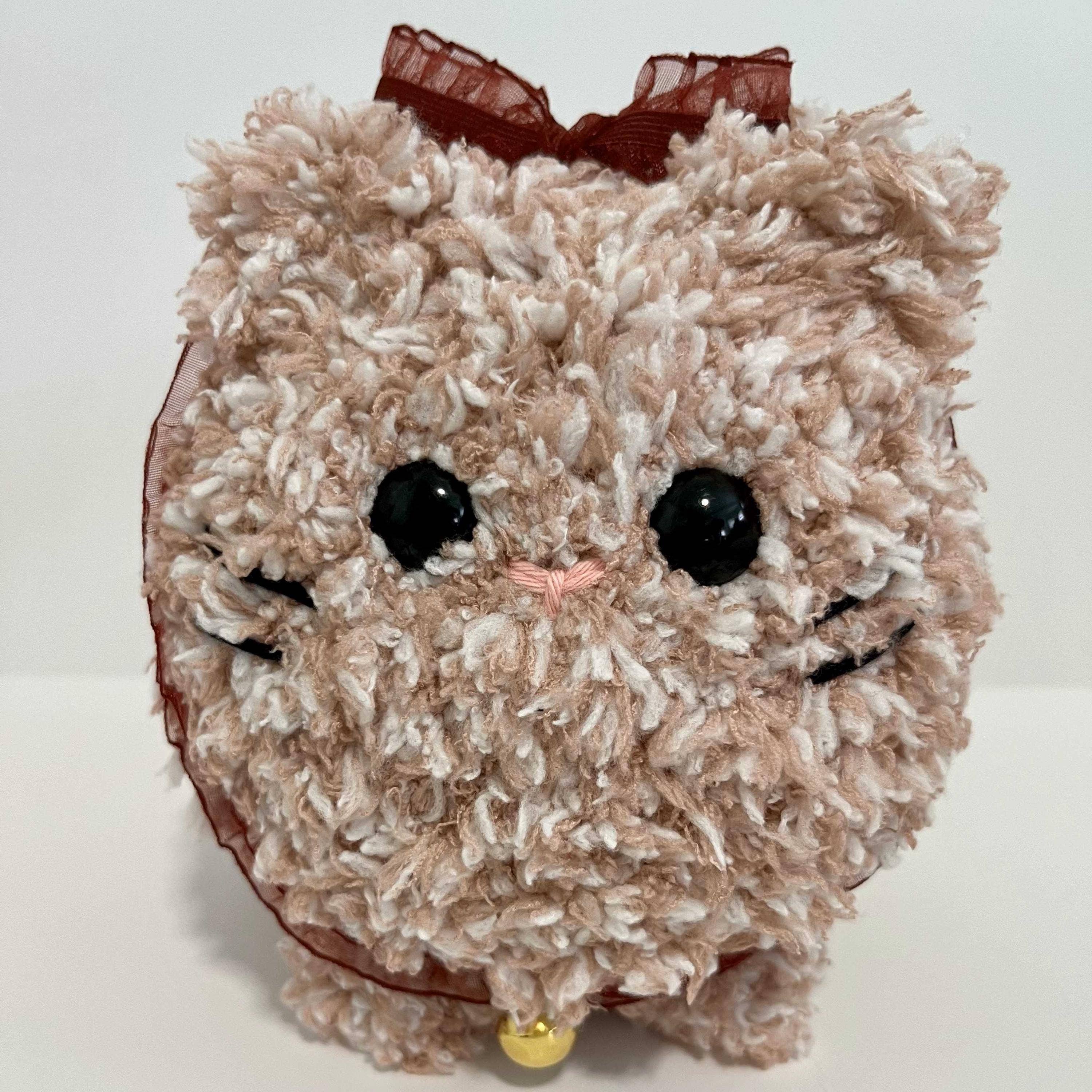 Strawberries and Cream Crochet Fluffy Loaf Cat Plushie Amigurumi for wholesale on Faire1