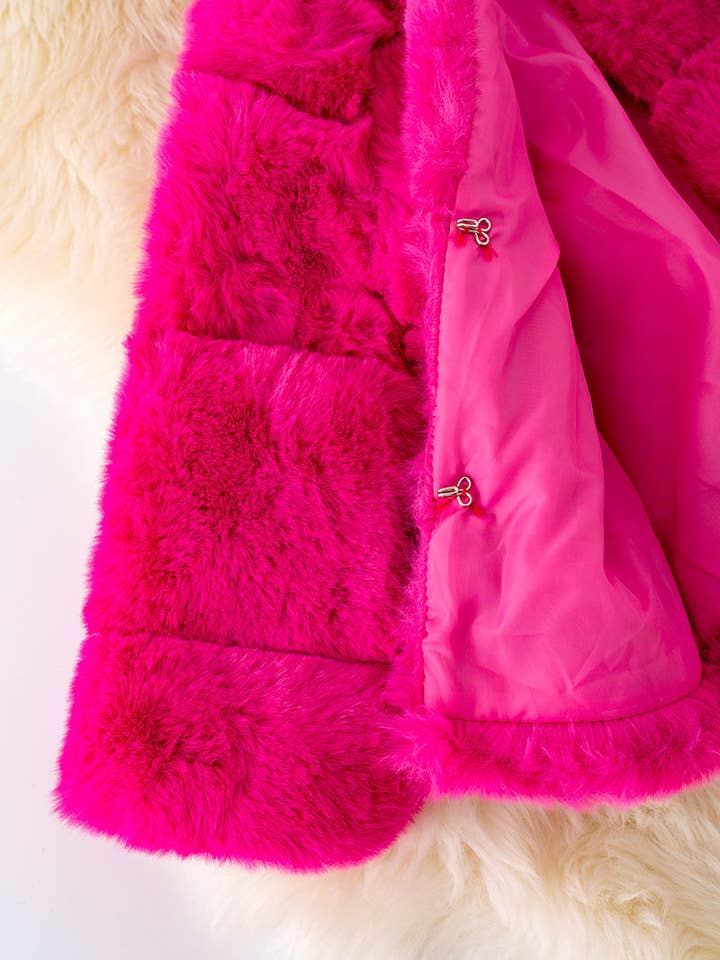 Kids Charm Online - Wholesale Jacket - Kids - Fuchsia faux fur cozy jacket. TPG40415 amy