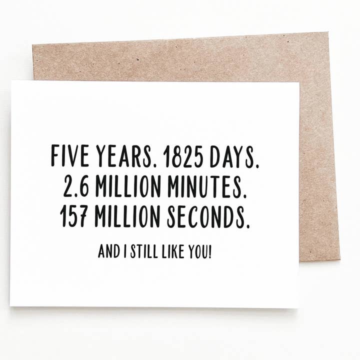 Five Year Anniversary Card for wholesale by Nine Two Design