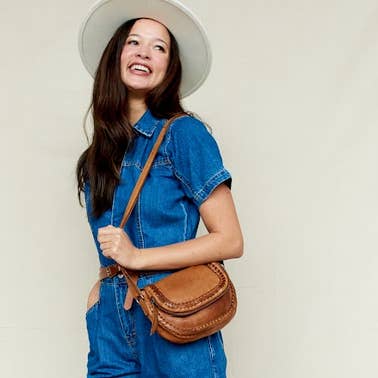 Orange Basil Handcrafted Leather Crossbody Bags for wholesale on Faire5