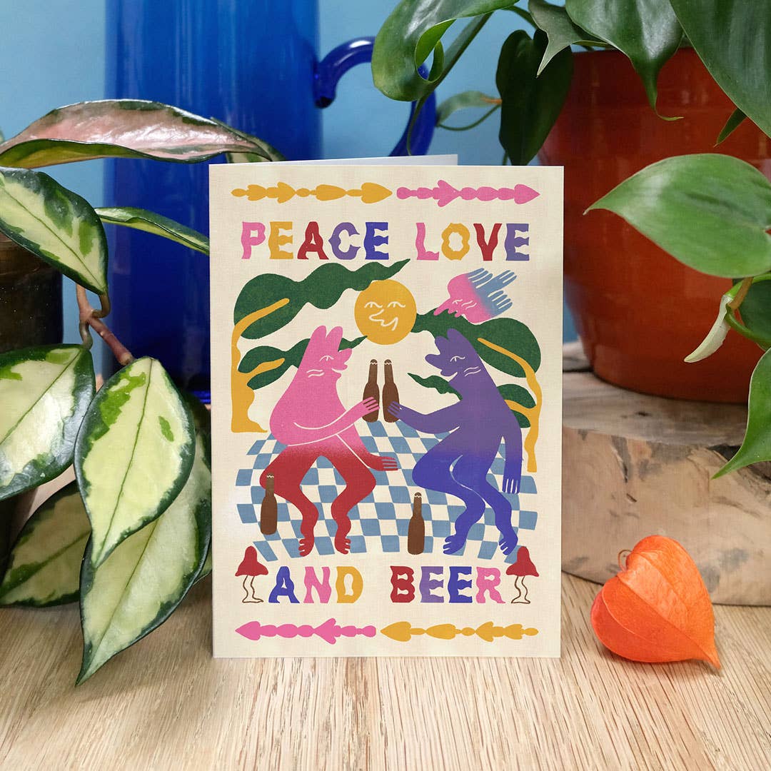 Printer Johnson Ltd - Wholesale Love Card - Peace, Love & Beer | Everyday greetings card | fun2