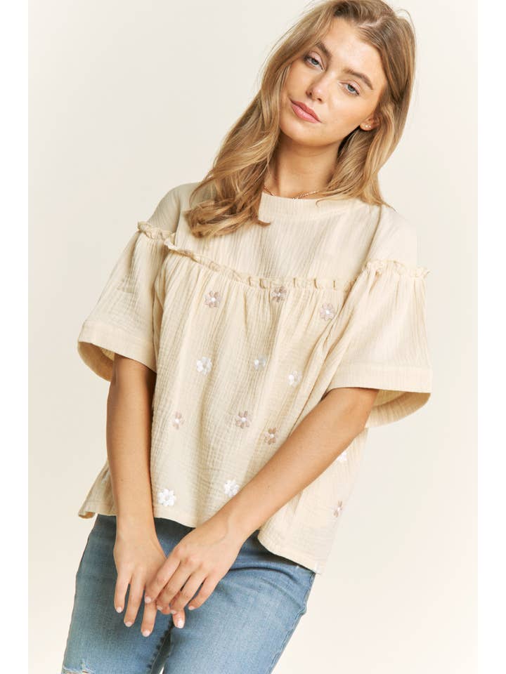 Sweet Generis - Wholesale Blouse - Dames - BABYDOLL TOP MET GAASBORDUURSEL15