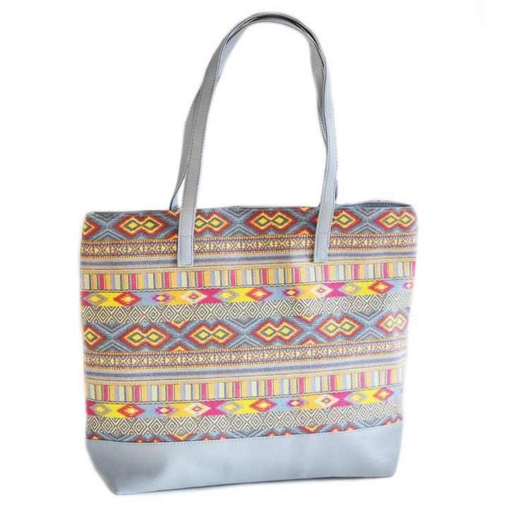 Gray Print Emily Tote Bag for wholesale by Pink Lemon