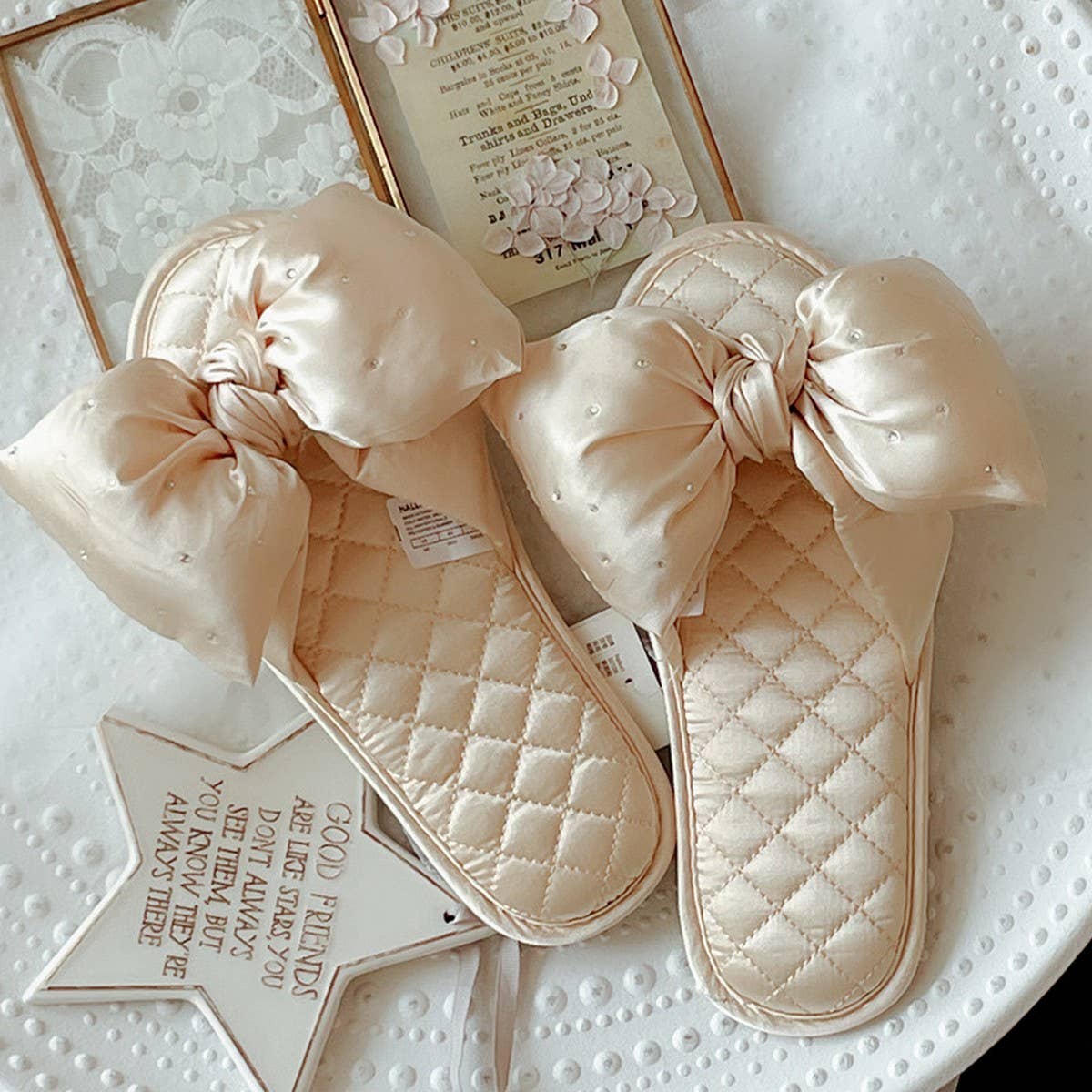 ACCITY - Wholesale Slippers - Women's - NEW STYLE BIG BOW SATIN HOME SLIPPERS FOR WOMEN_CWMM29631