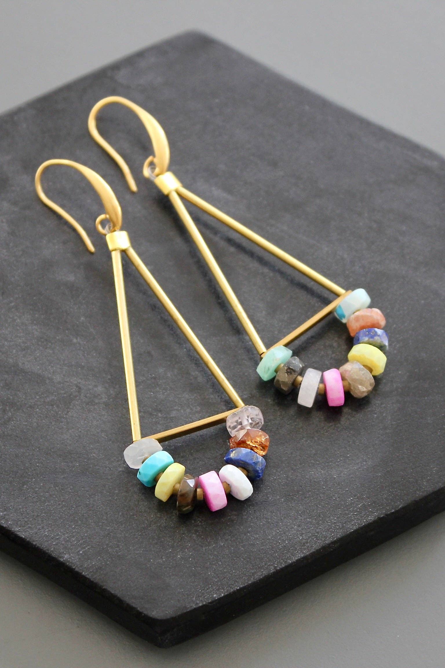 David Aubrey Jewelry - Wholesale Dangle Earrings - KYLE45 stone geometric earrings0