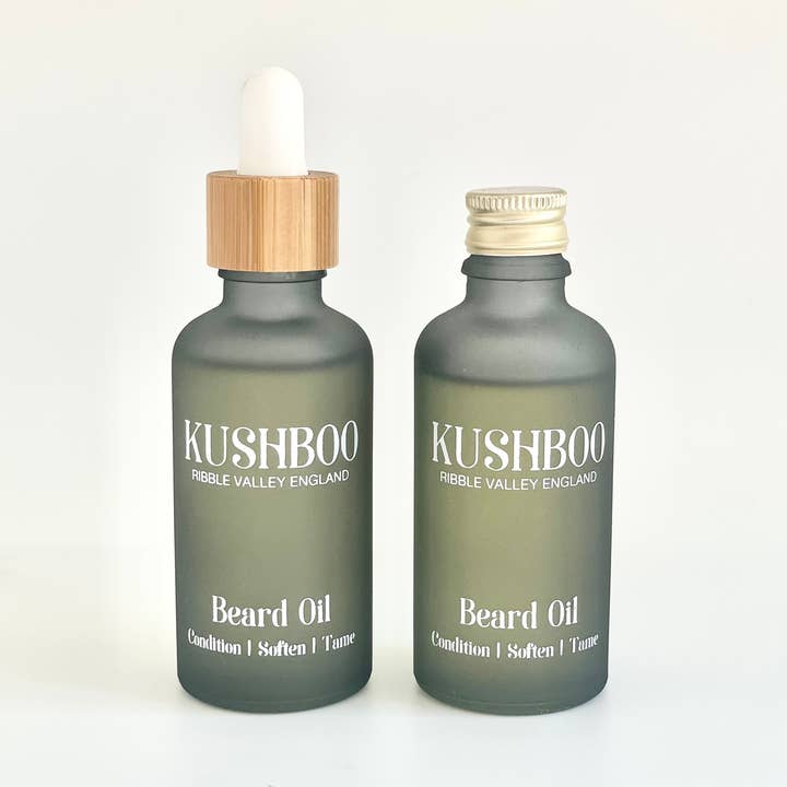 Aceite para barba (50 ml), opción con tapa de aluminio (RECAMBIO) para venta al por mayor de Kushboo Soaps & Skincare