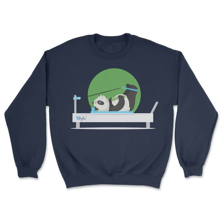 Focused Panda on Pilates Reformer - Cozy Crewneck Sweatshirt for wholesale by Skyba