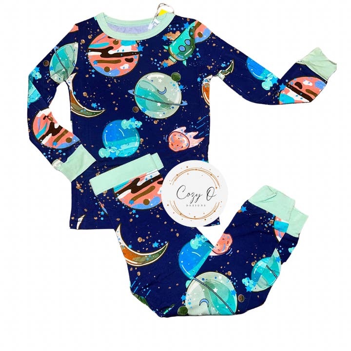 Milky Way Mission Two Piece Bamboo Sleeper RTS for wholesale by Cozy O Designs LLC