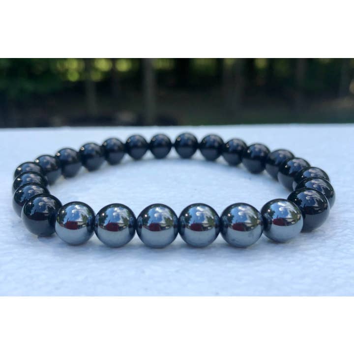 Bracelet de mise à la terre, bracelet en onyx noir, bracelet en hématite pour la vente par Stone+Sage