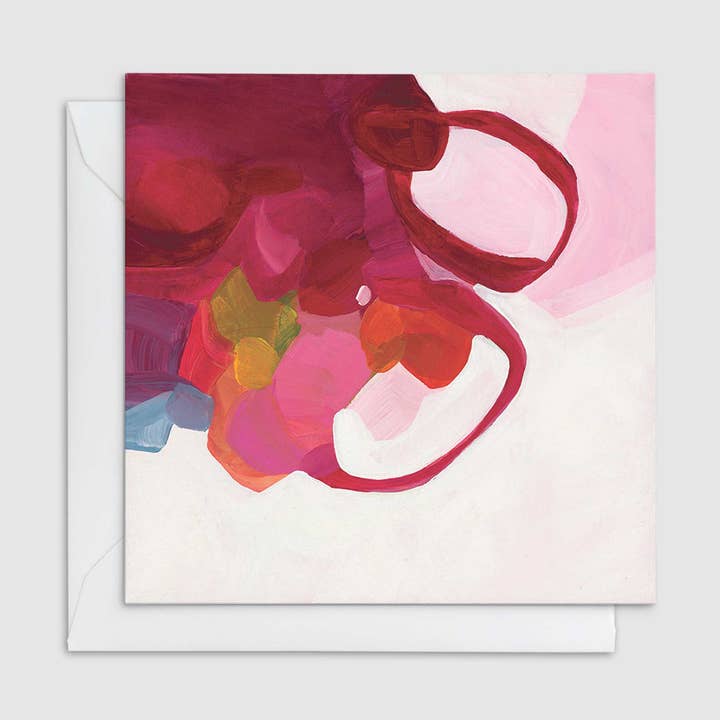Red art card | Blank greeting card | Red abstract art for wholesale by Susannah Bleasby Art