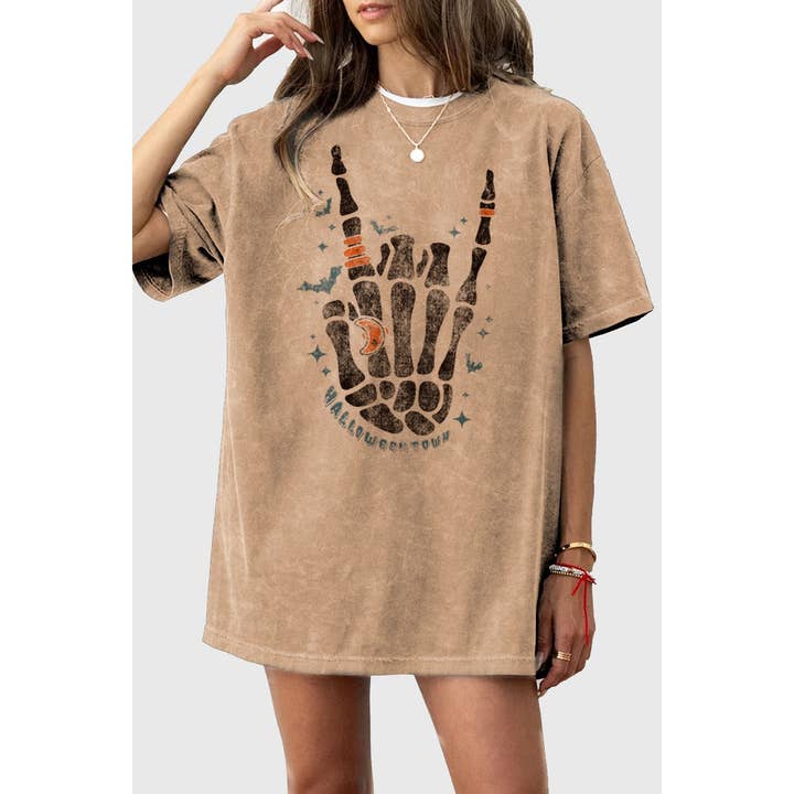 HRTandLUV - Wholesale Screen Printed T-Shirt - Women's - SKELETON HAND OVERSIZED MINERAL GRAPHIC TEE6