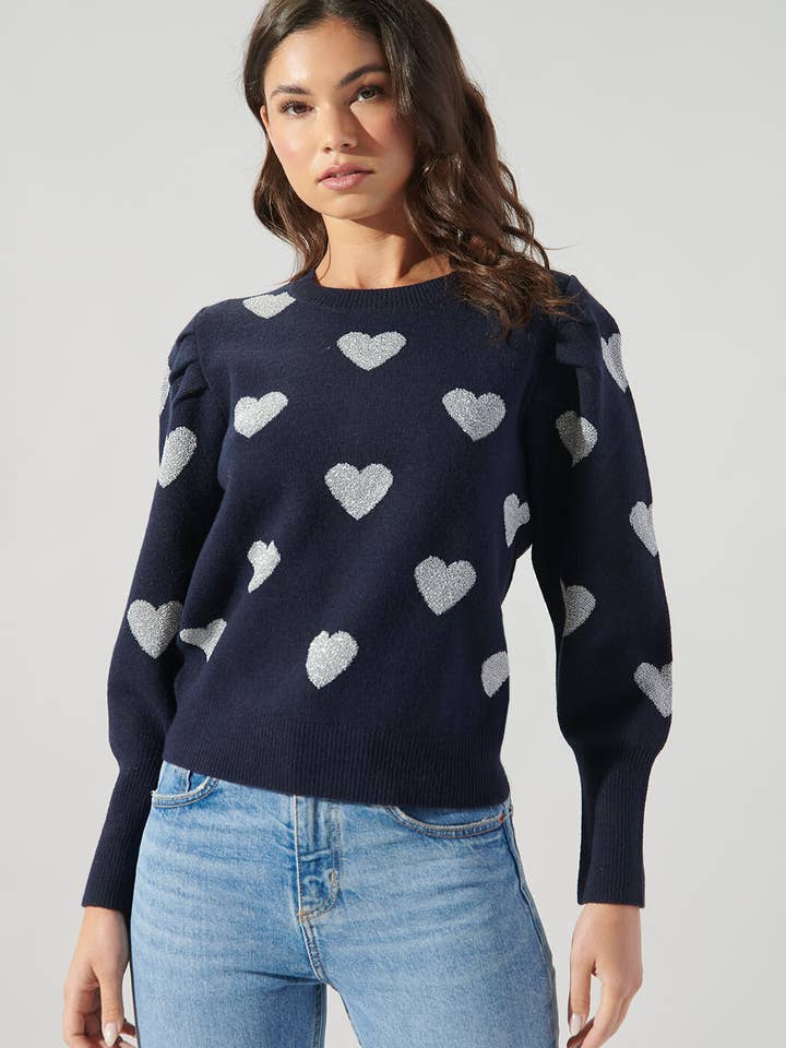 Sugarlips - Wholesale Knit Sweater - Women's - Sweetheart Lurex Puff Sleeve Sweater6