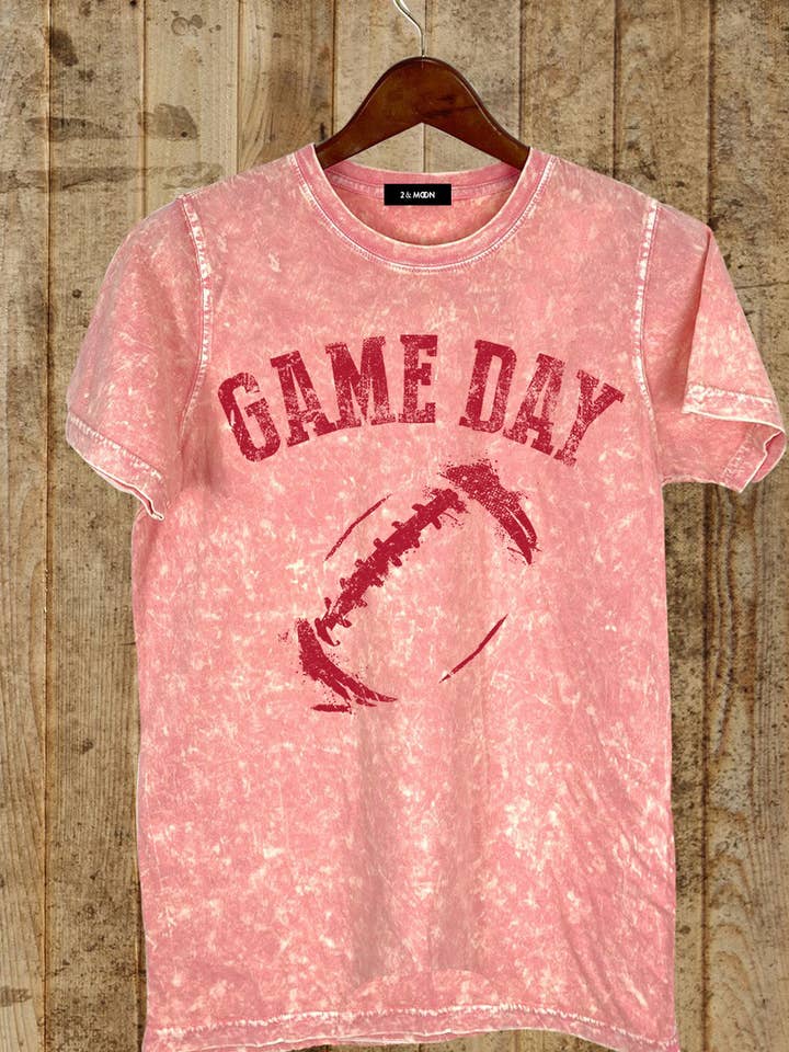 Mineral wash Game day Football Graphic Tee. for wholesale by 2&moon