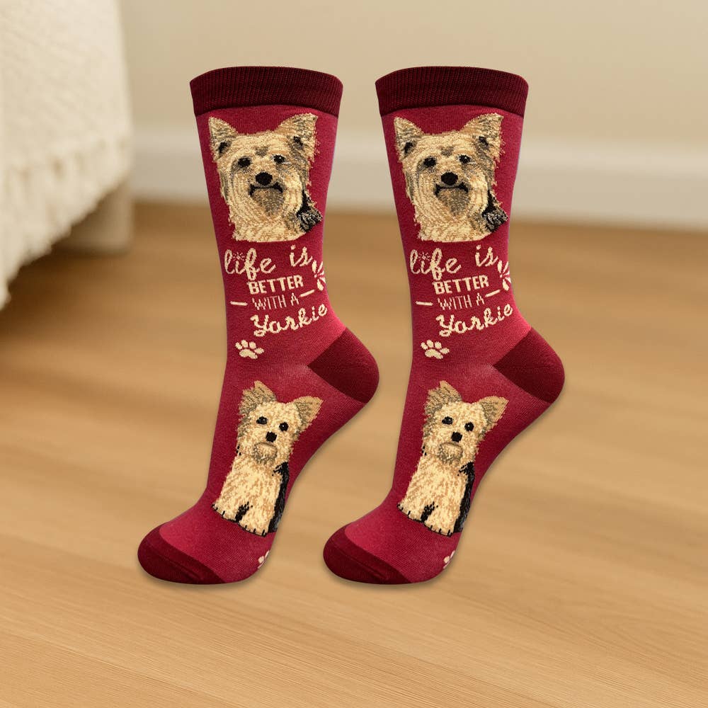 E&S Pets - Wholesale Socks - Unisex - Yorkie Dog Socks - Fun Novelty Crew Socks - Unisex1