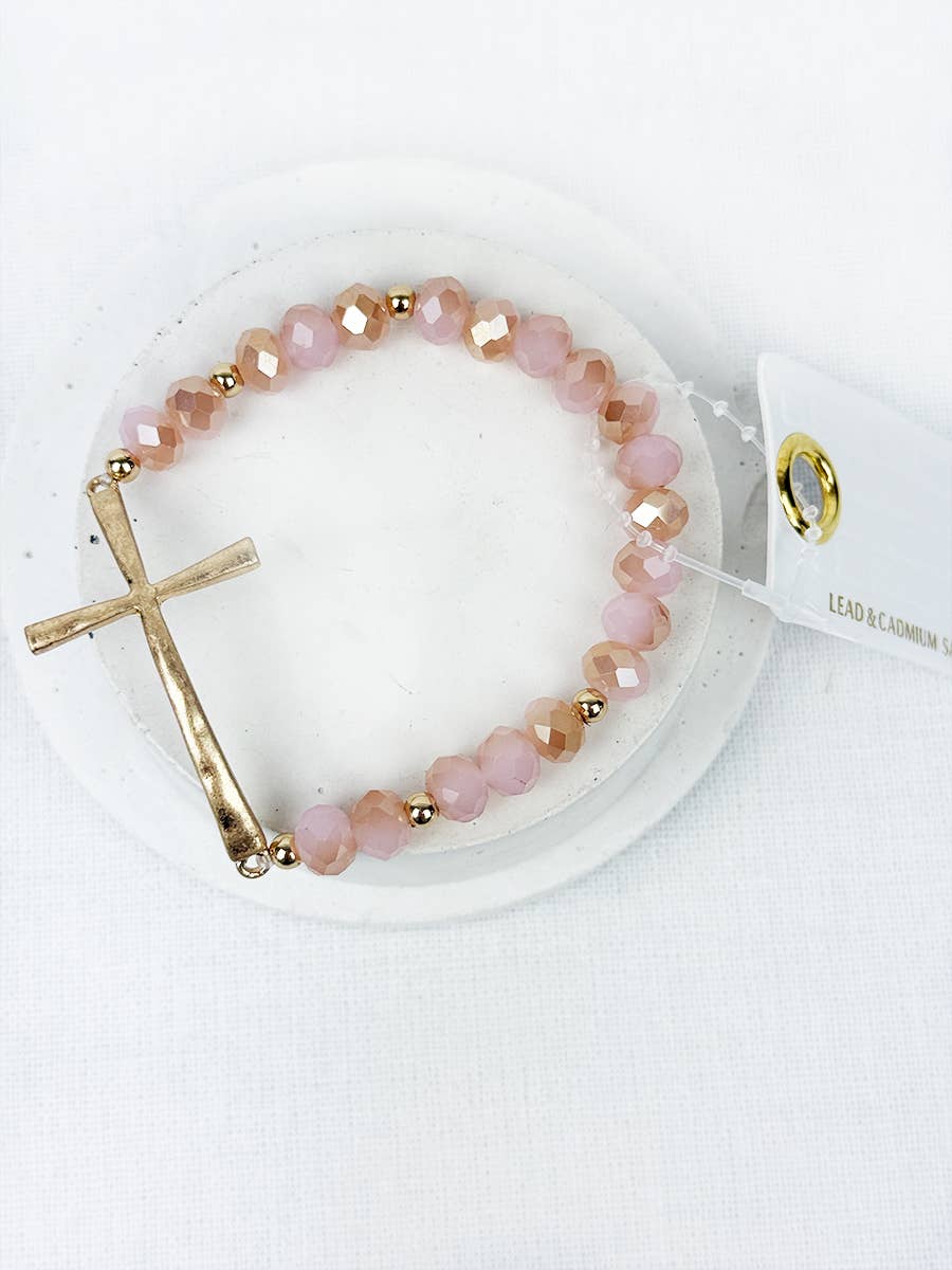 Love and Repeat - Vente Bracelet de perles - Bracelet de perles en cristal croix martelée mixte4