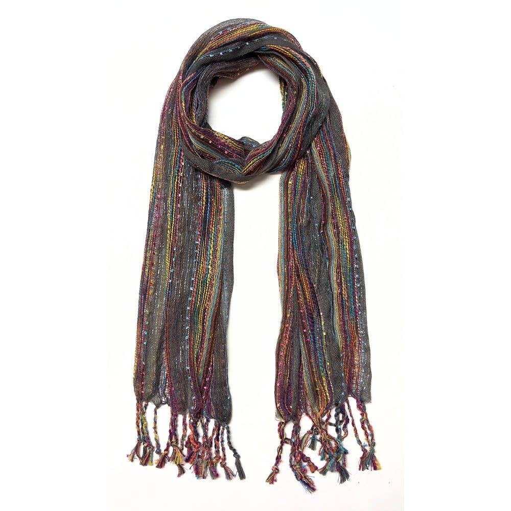 Humble Hilo – wholesale Scarf – Women's – Humble Hilo Multicolored Thread Artisan Scarf121