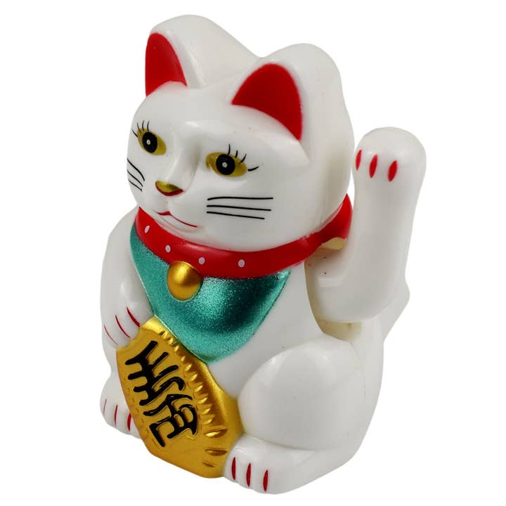 Tribal Trade GmbH - Wholesale Decorative Figurine - Lucky cat mini Maneki-neko white wave cat solar 5cm