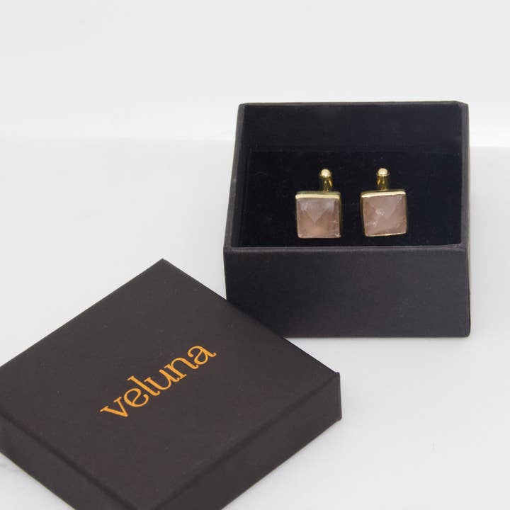 Dapper Rose Quartz manschettknappar för wholesale av Veluna