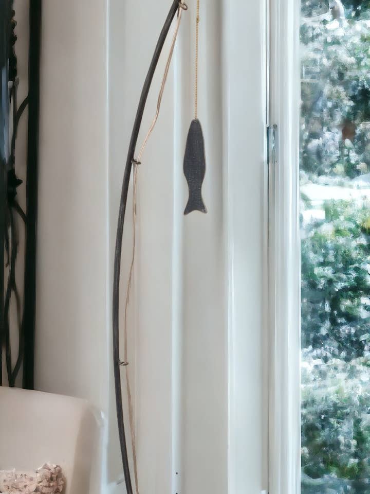 Weathered Navy Sea Fishing Pole Floor Lamp for wholesale by Coast Lamp Mfg