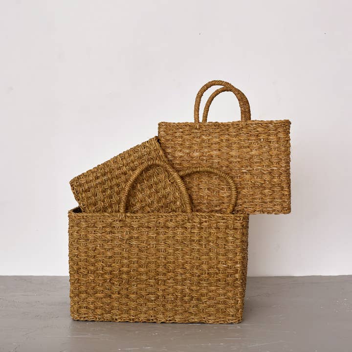 Will & Atlas - Wholesale Basket - Rectangle Gathering Basket, harvest, Chatai Weave, 3 sizes
