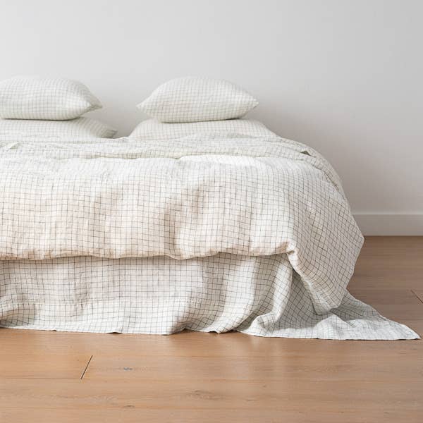 LinenMe - Wholesale Duvet Cover - White Arctic Check Washed Bed Linen Duvet