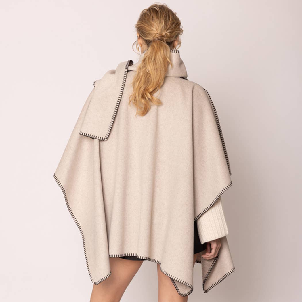 Fashion City - Wholesale Poncho - Women's - Stitched Edge Scarf Ruana Wrap Poncho11