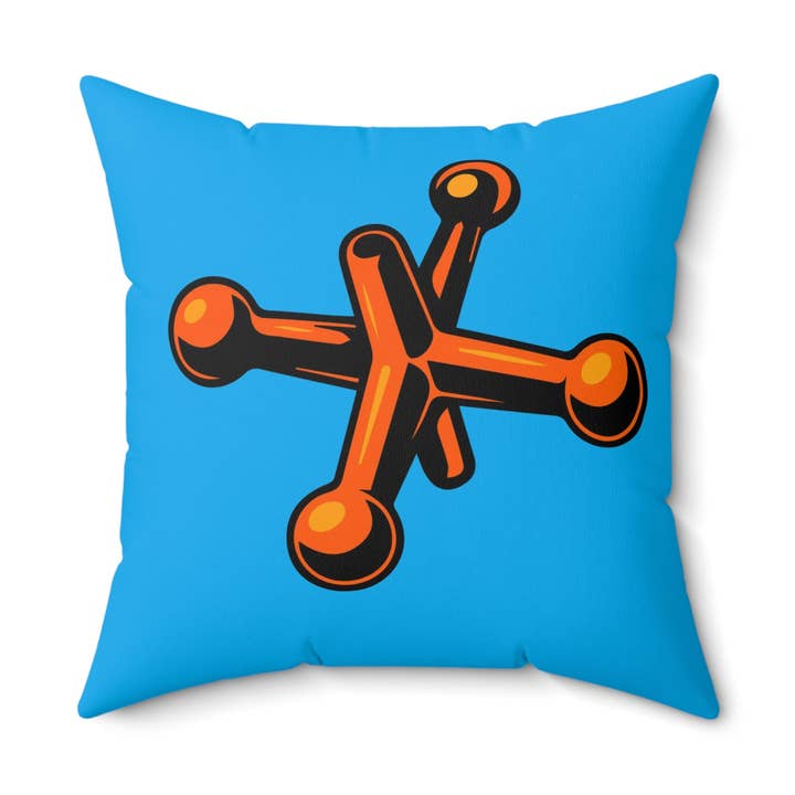 Faux Suede Square Pillow Jacks orange - blue for wholesale by Kathiana Cardona Store