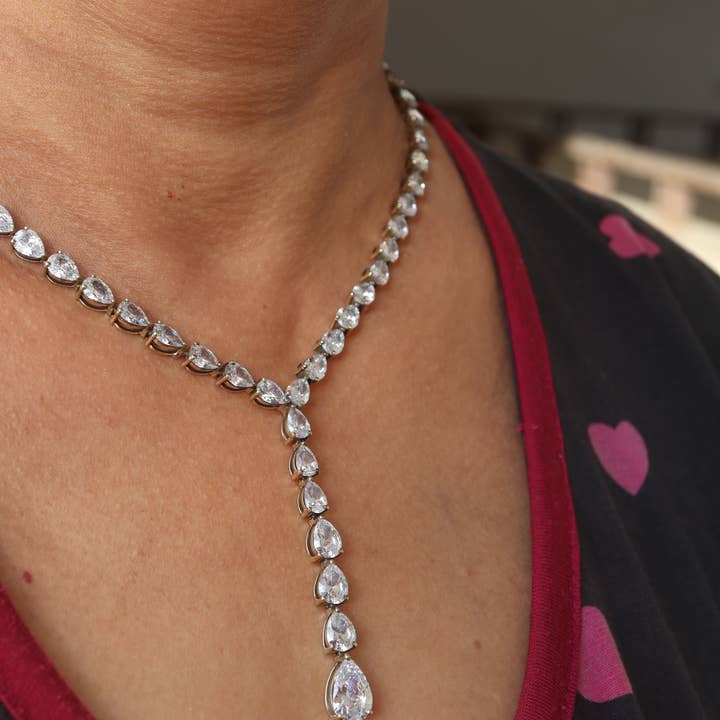 Colar em Y com Moissanite em Prata Esterlina 925 de 18" por atacado de DJOYR