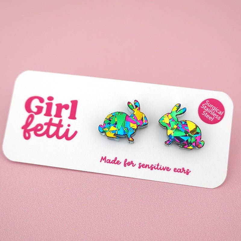 Girlfetti - Wholesale Stud/Post Earrings - Easter Bunny Acrylic Stud Earrings7