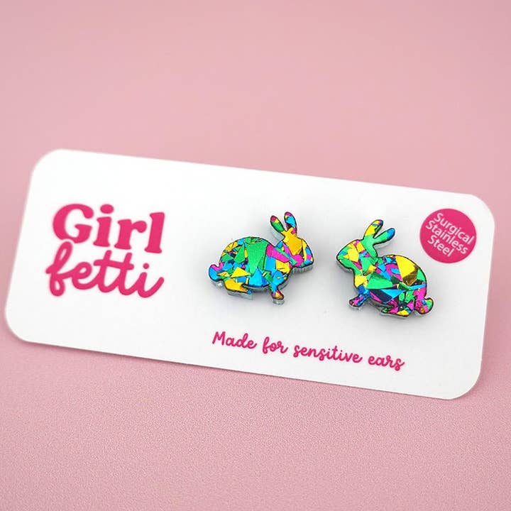 Girlfetti - Wholesale Stud/Post Earrings - Easter Bunny Acrylic Stud Earrings7