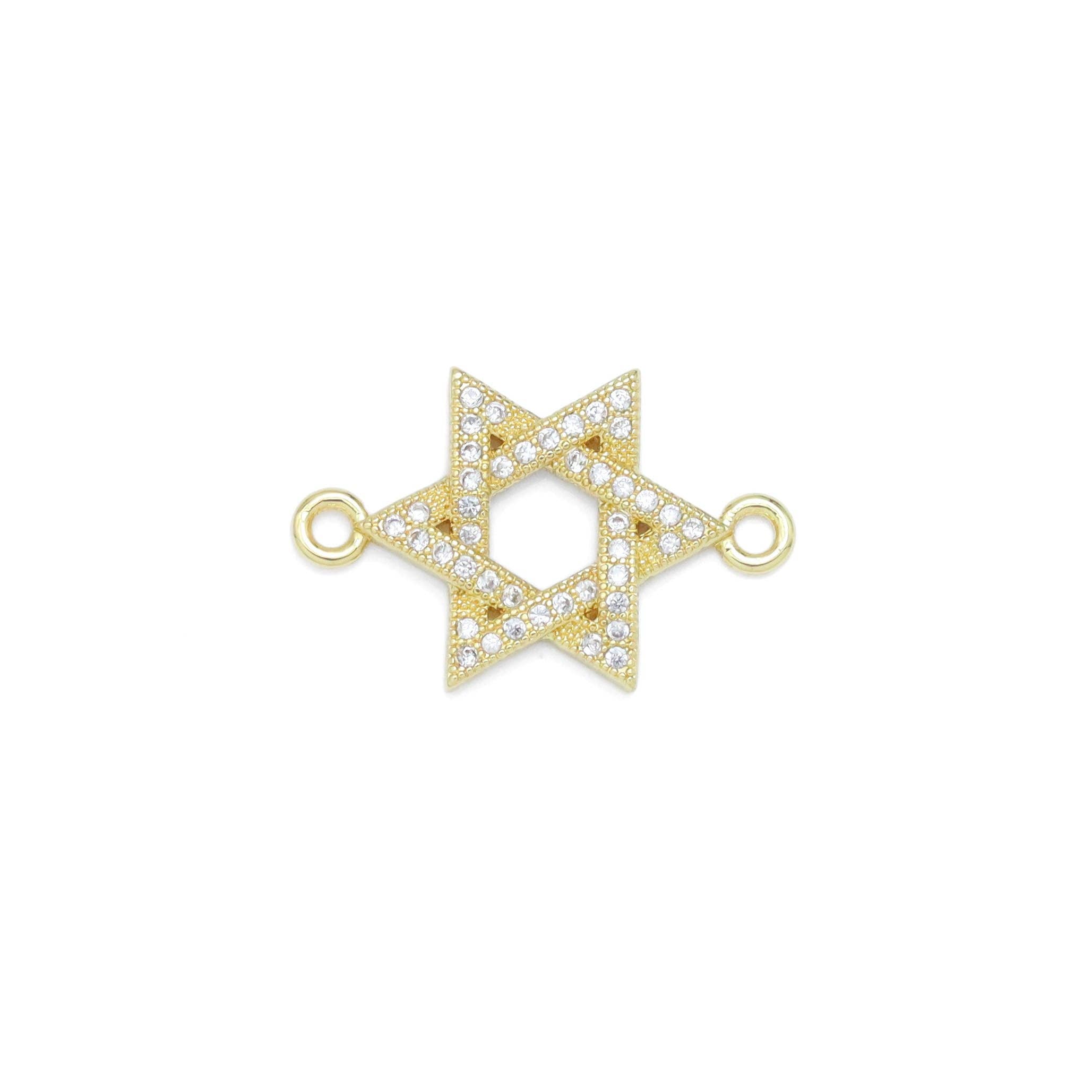 BestBeads&Beyond - Wholesale Individual Charm/Pendant - CZ Pave Jewish Star of David Connector Charm Pendant, Sku#LX6020