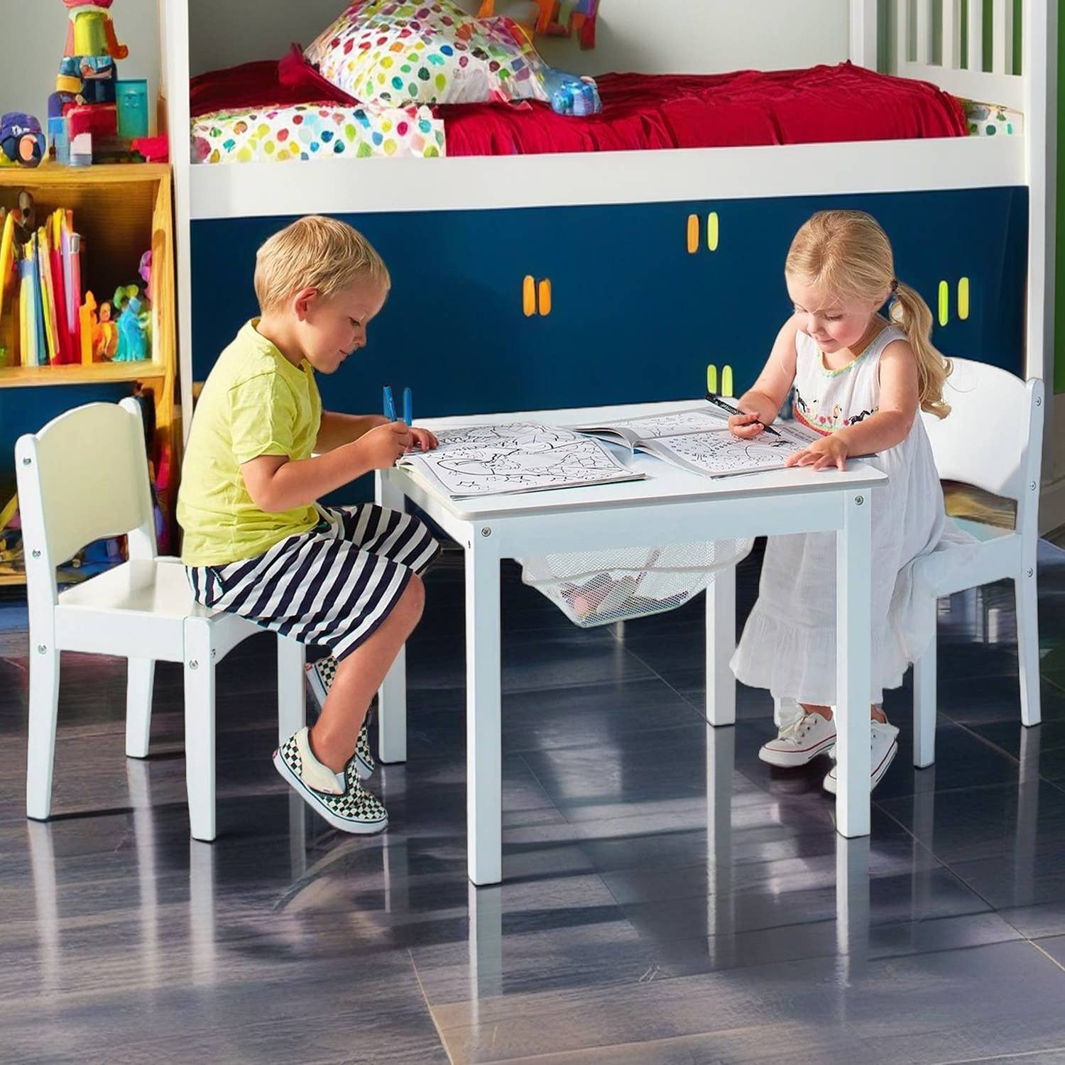 Daniel James - Vente Chaise – enfant - Ensemble table d'activités blanche pour enfants avec 2 chaises16