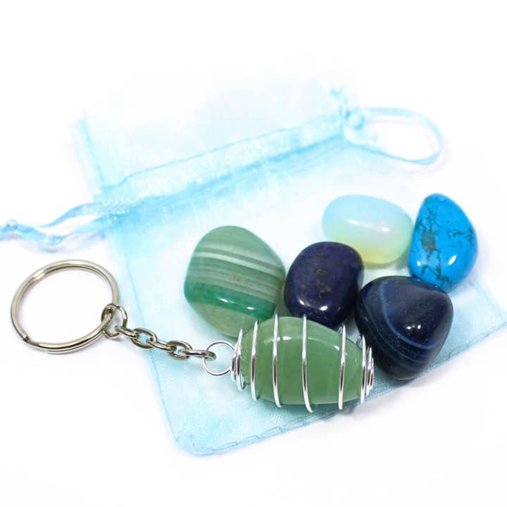 Blue/Green Kids Interchangeable Keyring Pack for wholesale by The Psychic Tree