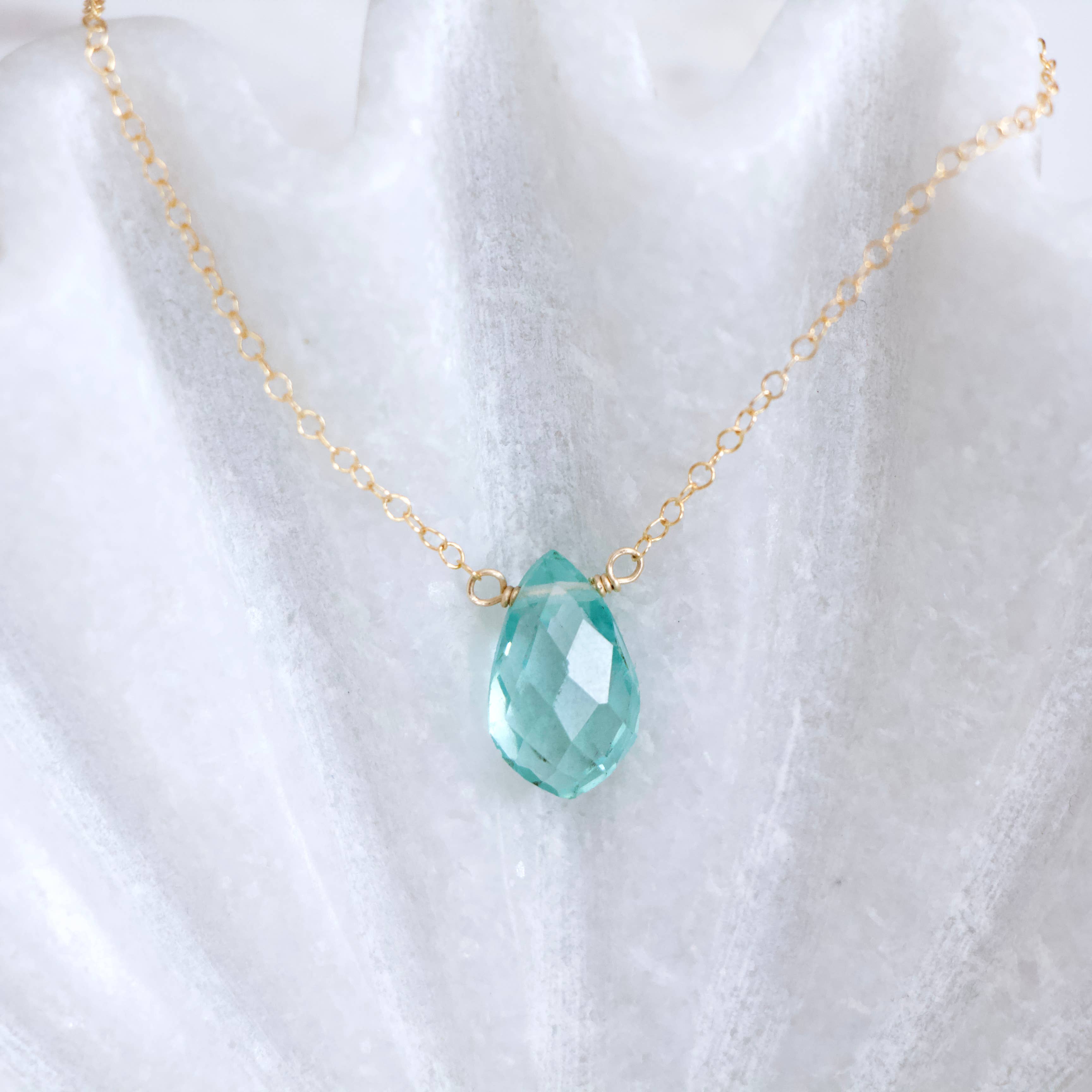 Mesa Blue - Wholesale Pendant/Charm Necklace - Aquamarine Quartz Necklace - Gold Filled5