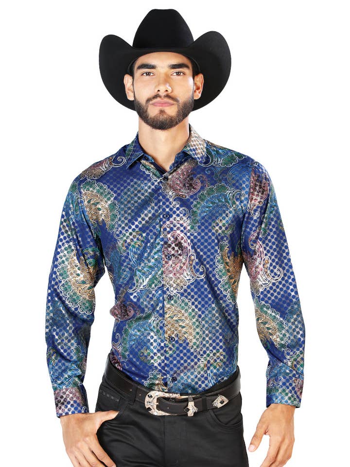 Blue Print Casual Long Sleeve Shirt Mod. 43873 for wholesale by Conejo Western Wear