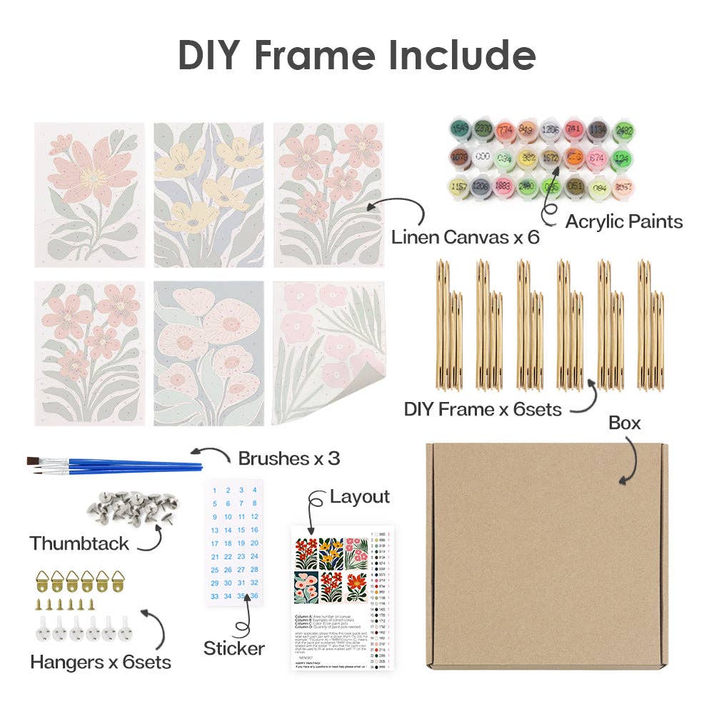 Paint Your Numbers – Großhandel Bastelset – Botanical Brights 6er-Pack Mini-Mal-nach-Zahlen-Set18