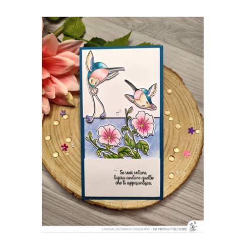 Impronte D'Autore - Wholesale Rubber/Decorative Stamp - Clear polymer stamps Hummingbird ENG1
