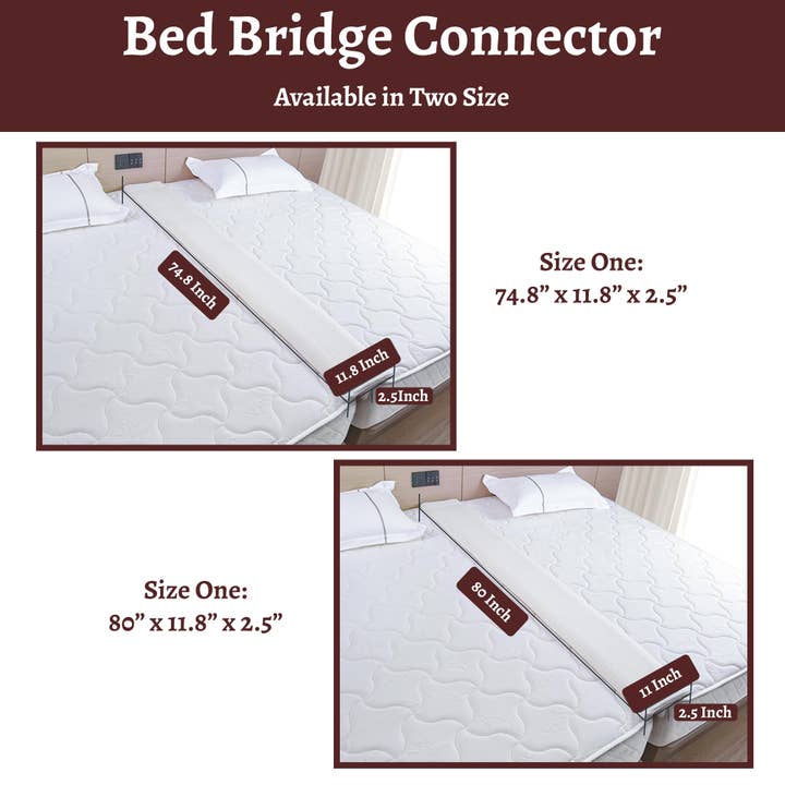 Hvid 74,8" Sengebro Pude, Enkeltseng til Kingsize Seng Konverter, Hvid for engroshandel på Faire6