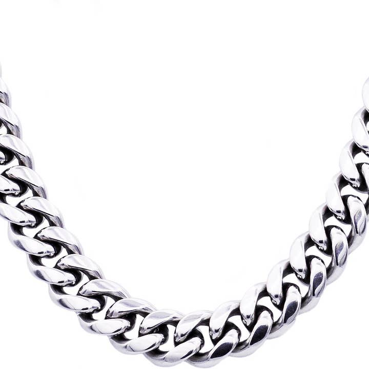 Men's Durable 14mm Stainless Steel Cuban Link Chain Necklace for wholesale by Blackjack Mens Jewelry