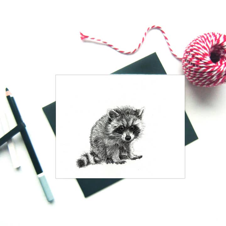 Baby Raccoon Greeting Card for wholesale by LE NID atelier