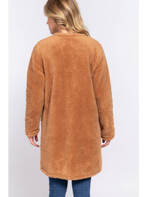 Active Basic | Active USA - Wholesale Jacket - Women's - Long Sleeve Open Front with Pocket Sherpa Jacket
